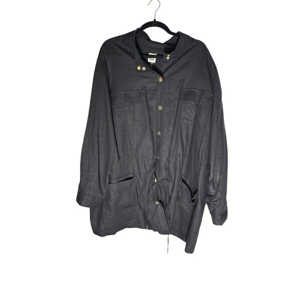 Anne Klein Black Linen blend Jacket Women' SZ 3X drawstring coat - Picture 4 of 16